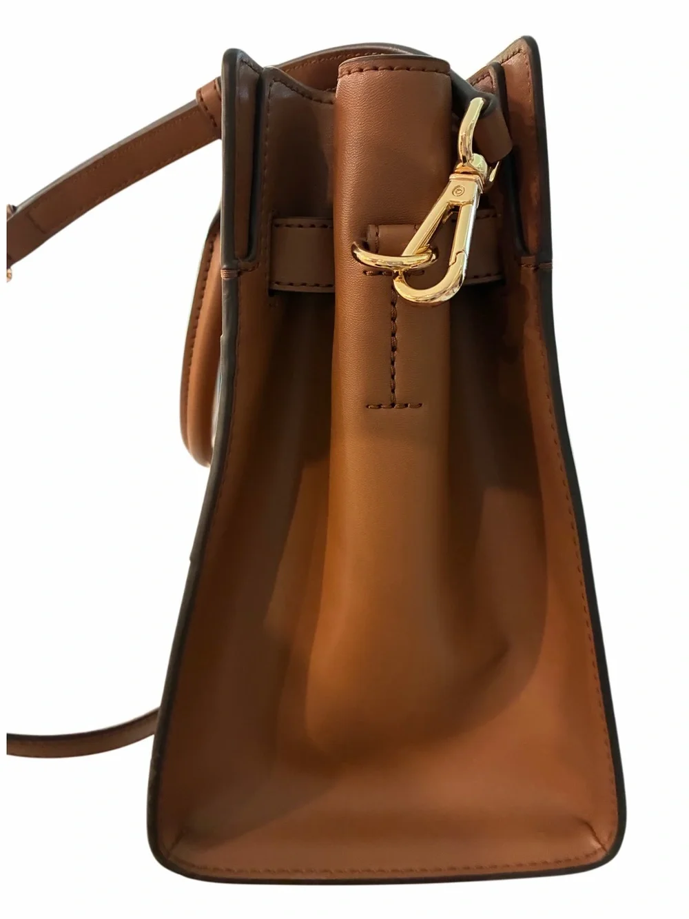 Michael Kors Tan Woven Leather Satchel with Gold Hardware